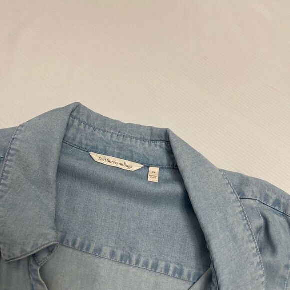 Soft Surroundings Asymmetrical Denim Wash Tencel Chambray Tunic Plus Size 2X - Picture 3 of 8